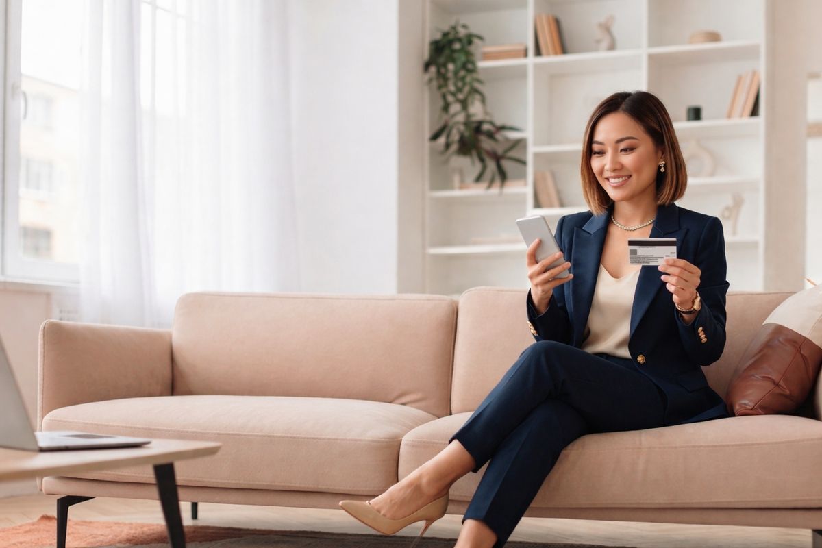 Woman checking gift card balance on phone